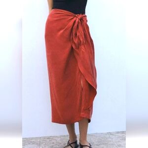 Zara Elegant Orange/Red Maxi Skirt